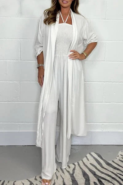 Gloria/ Conjunto de 2 piezas de pantalones anchos con espalda descubierta y tiras para mujer