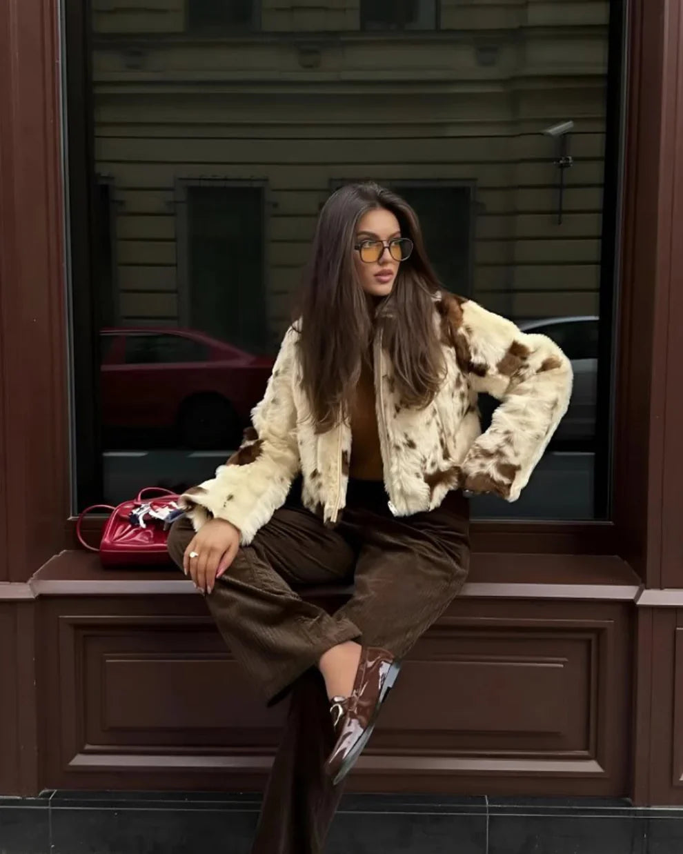 Gloria / Chaqueta de piel sintética estilo vaca