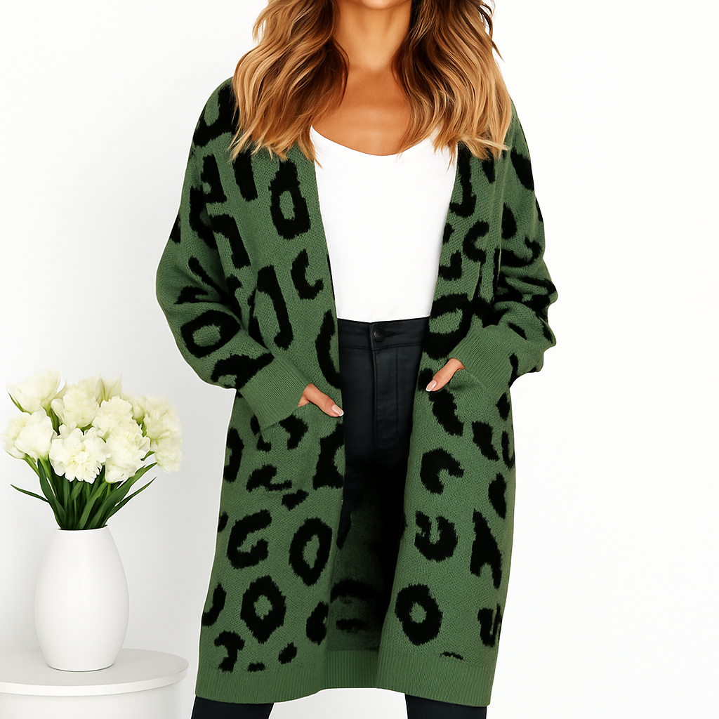 Duna - Cárdigan de punto con estampado de leopardo