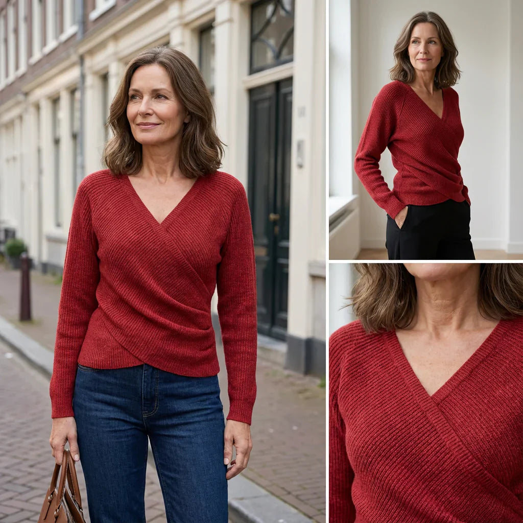 Lina - Lujoso top cruzado con escote en V