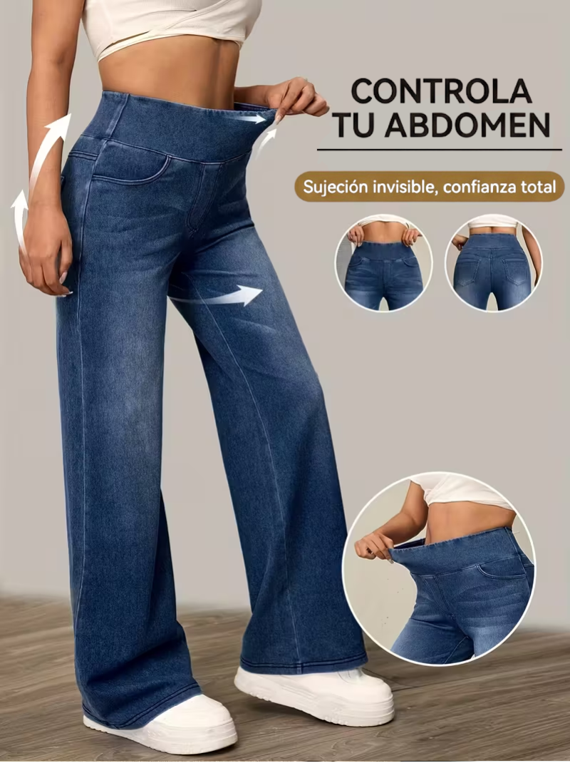 Pantalones anchos con control de abdomen