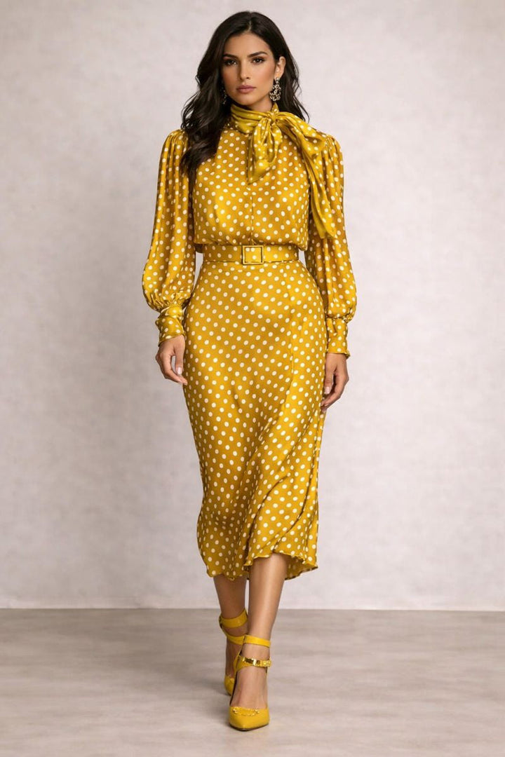 Juna - Conjunto de camisa y falda con lunares