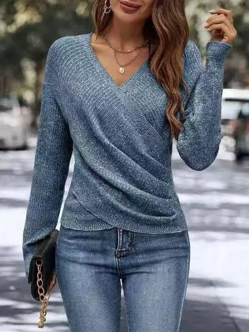 Lina - Lujoso top cruzado con escote en V