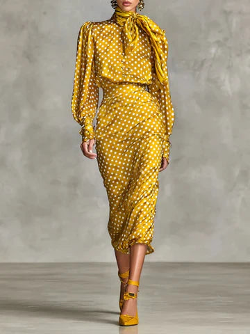 Juna - Conjunto de camisa y falda con lunares