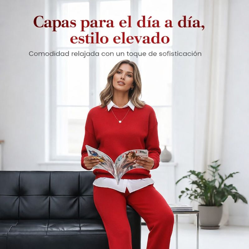 Sara – Conjunto de dos piezas con sudadera y pantalón recto