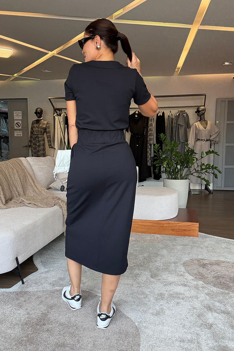 Marta™ | Conjunto elegante de camiseta y falda midi con cinturilla elástica