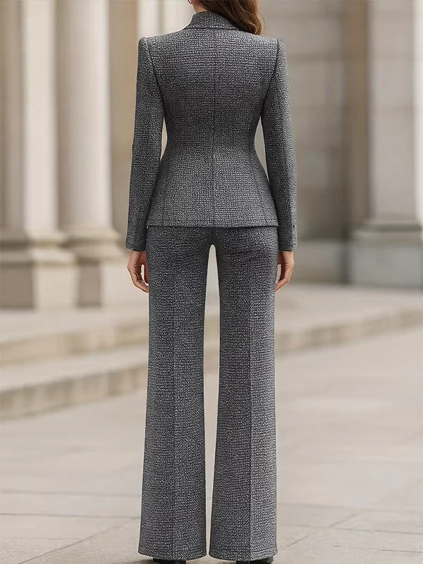 Lorena – Traje de dos piezas de tweed con estampado pata de gallo