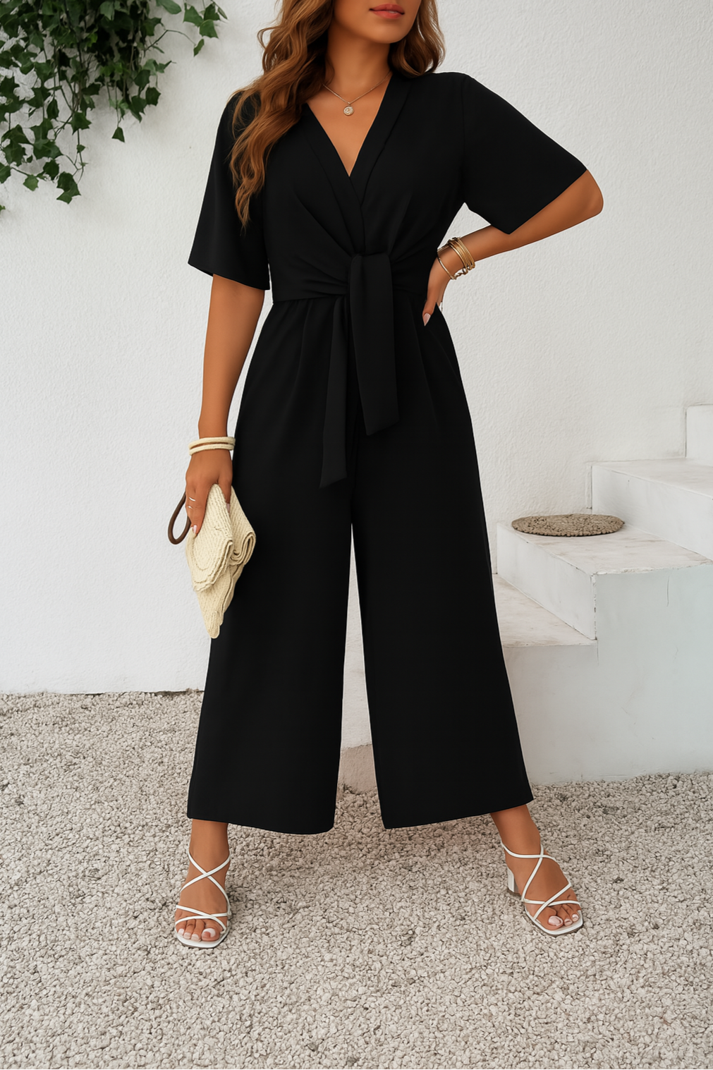 AURA – Mono Fluido con Nudo Frontal y Pierna Ancha