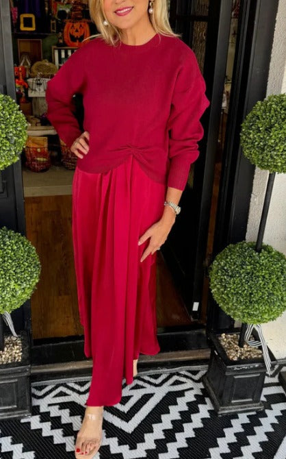 Paula - Conjunto con jersey de nudo y vestido largo