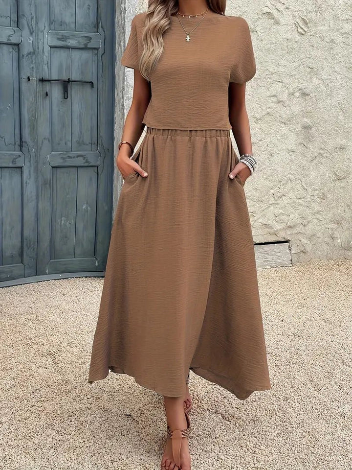 Malena™ | Conjunto fluido de top y falda midi con efecto elegante y relajado