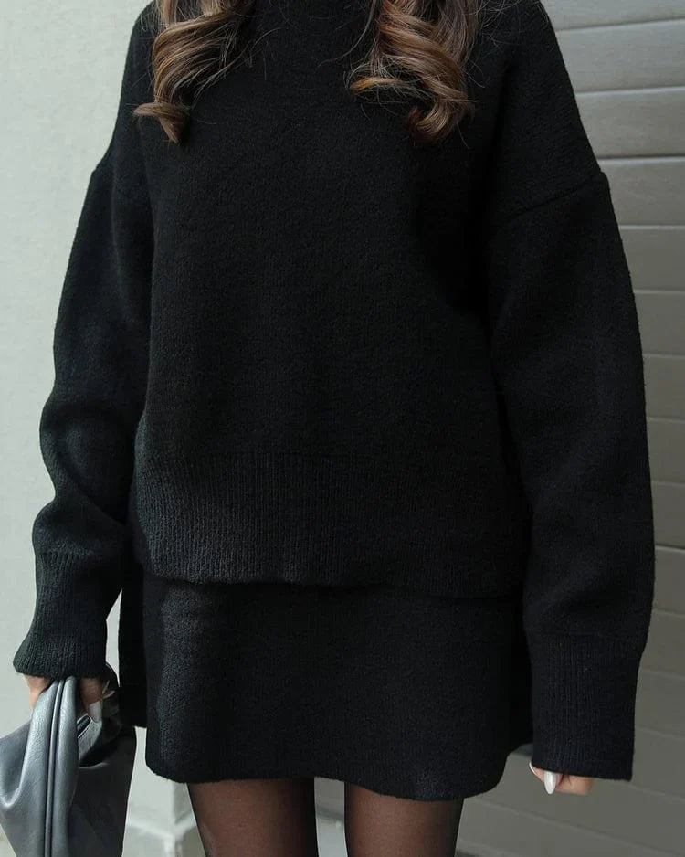 Lara - Conjunto de otoño de punto con jersey y falda