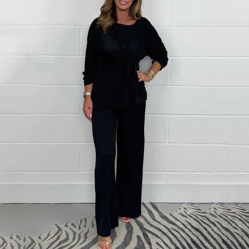 Lorena - Conjunto suave de dos piezas de manga larga