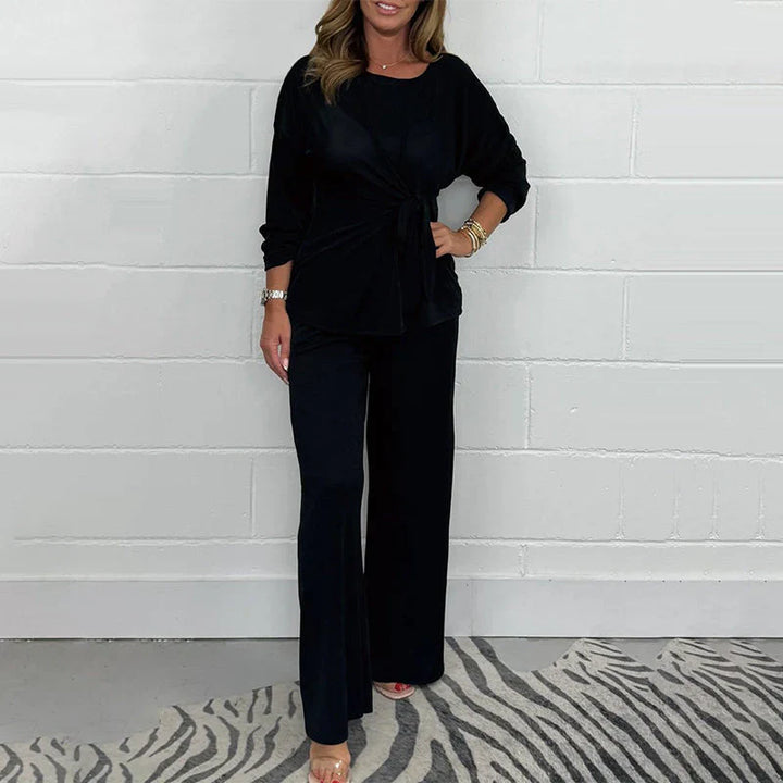 Lorena - Conjunto suave de dos piezas de manga larga