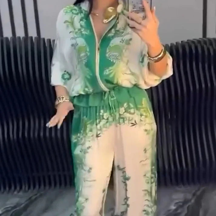 Zaira - Conjunto elegante de dos piezas con cremallera para mujer