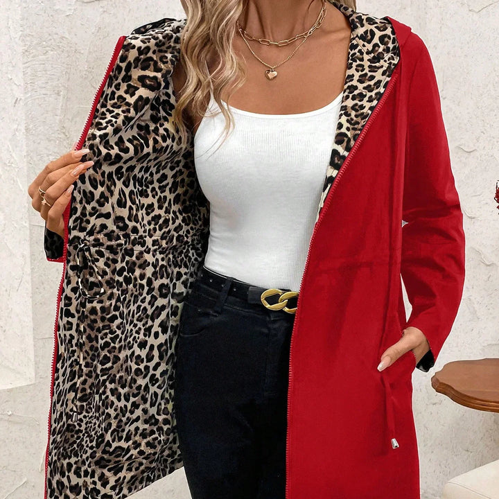 Brenda - Chaqueta reversible con cremallera y capucha ajustable