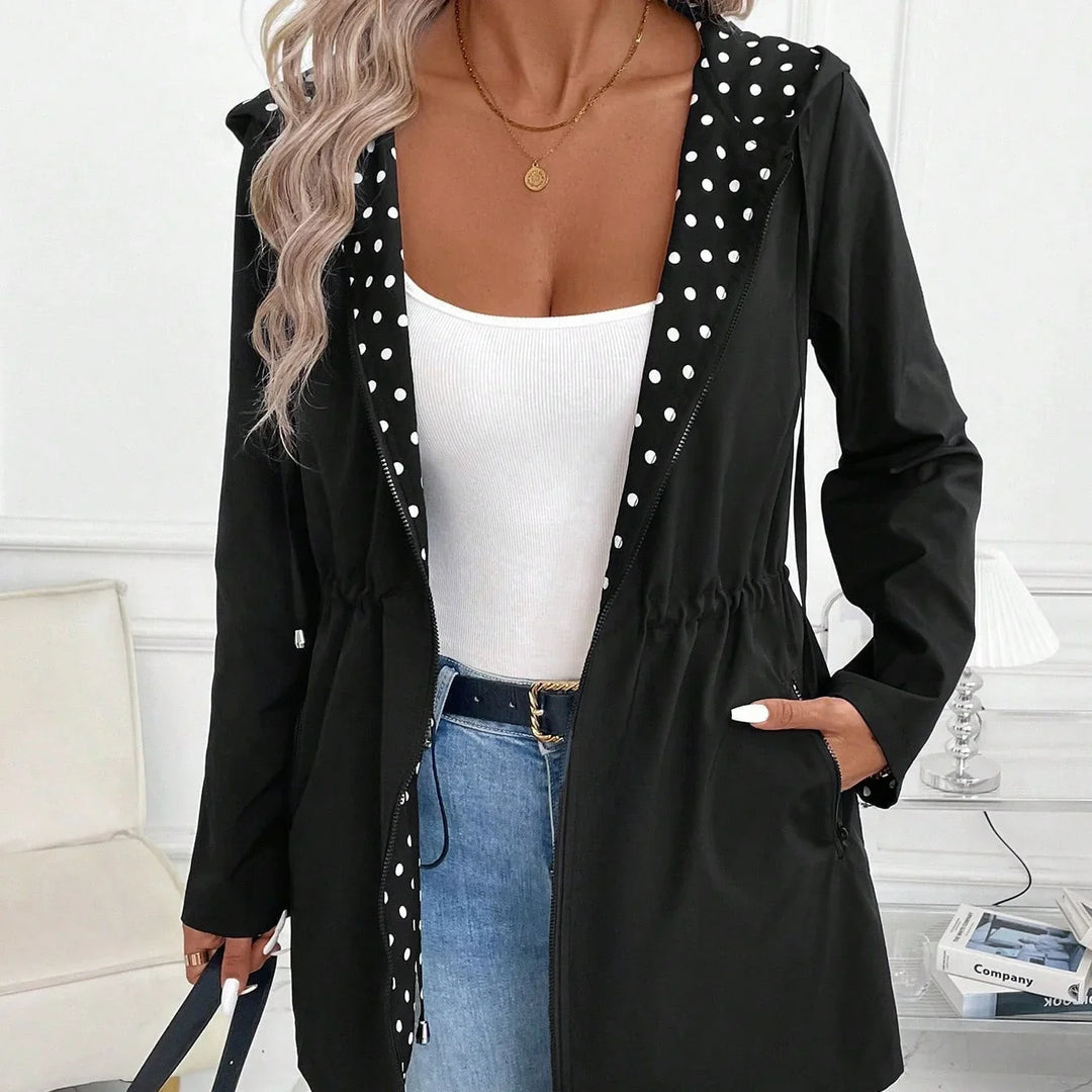 Brenda - Chaqueta reversible con cremallera y capucha ajustable