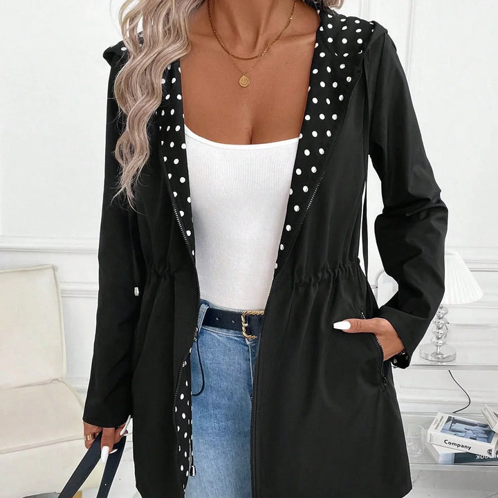 Brenda - Chaqueta reversible con cremallera y capucha ajustable