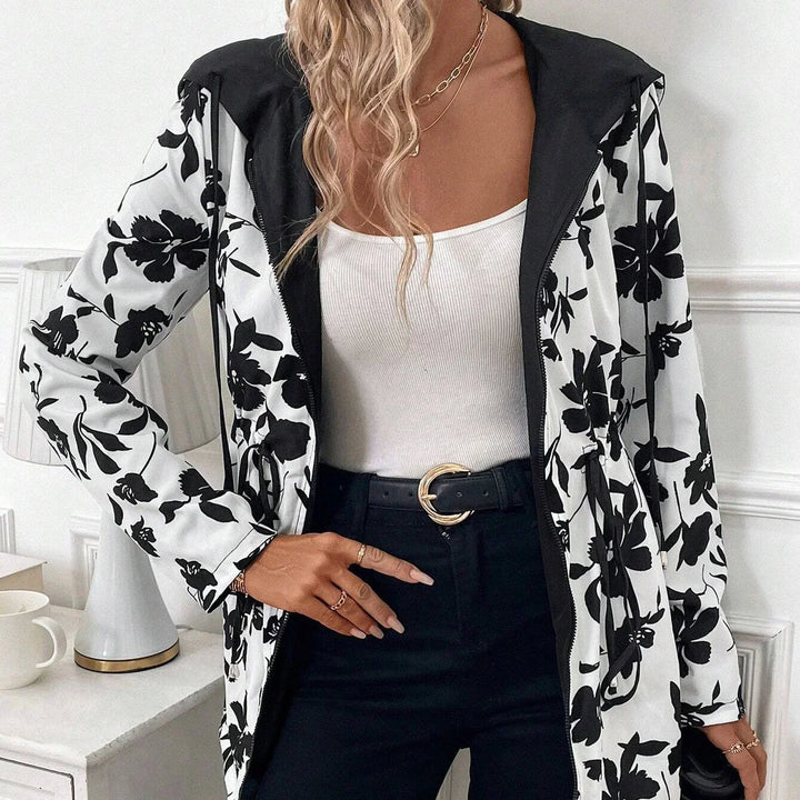 Brenda - Chaqueta reversible con cremallera y capucha ajustable