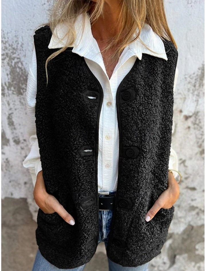 Eva - Chaleco polar con botones y bolsillos laterales